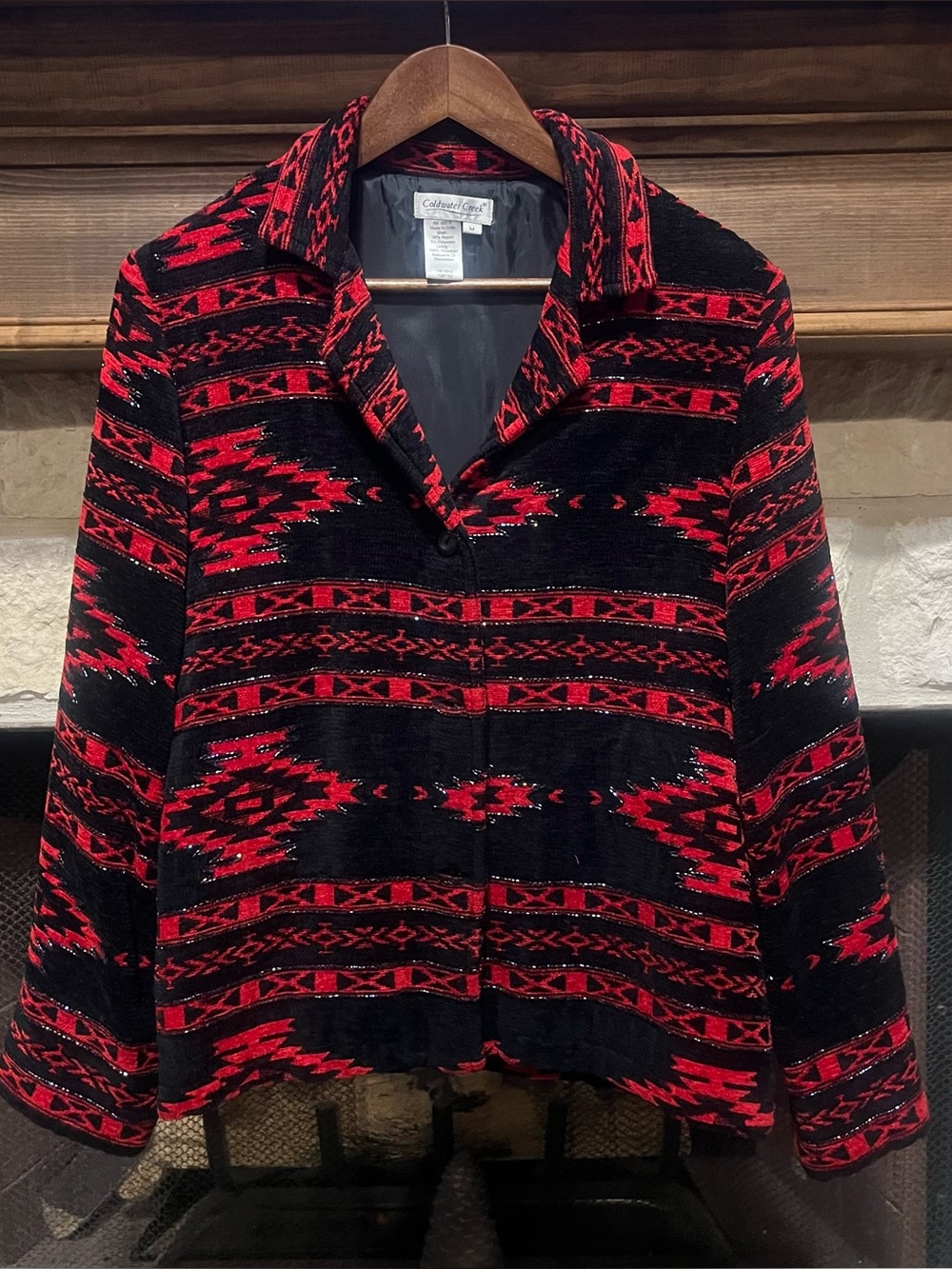 Coldwater Creek Southwestern Aztec Beaded Chenille Dazzler Jacket